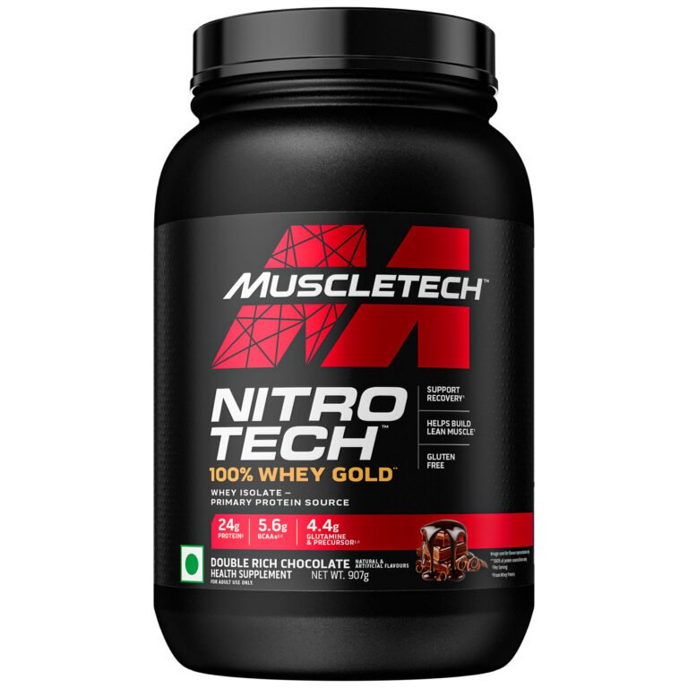 Muscletech Nitrotech 100% Whey Gold,1.81Kg (4Lbs),Double Rich Chocolate,Primary Source-Whey Protein Isolate,24G Of Pure Protein For Enhanced Lean Muscle,Strength&Recovery,Gluten Free,Vegetarian