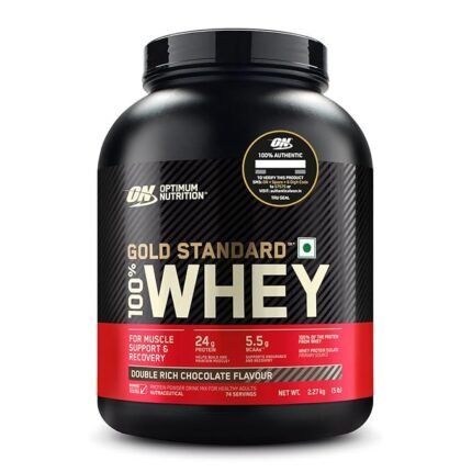 Optimum Nutrition (ON) Gold Standard 100% Whey Protein Powder 5 lbs, 2.27 kgs (Double Rich Chocolate), for Muscle Support & Recovery, Vegetarian - Primary Source Whey Isolate